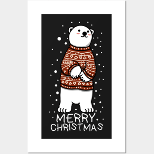 Polar Bear Merry Chritmas Posters and Art